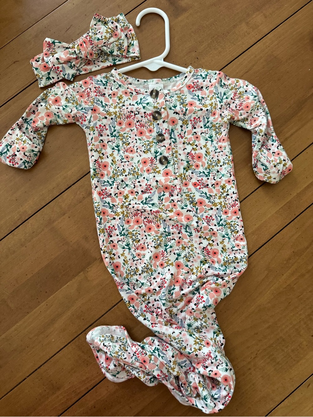 Lou Lou & Company Pink Floral One-Piece Gown with Headband
